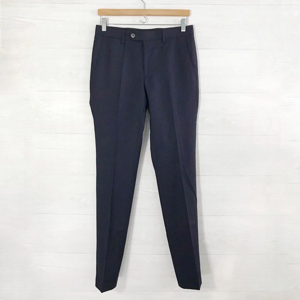 NWT T.M.Lewin - Skinny Fit Navy wool dress pants Flat Front, 30R